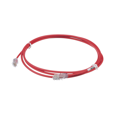 Cable de Parcheo UTP Cat6A, CM/LSZH, Diámetro Reducido (28AWG), Color Rojo, 2.13 Metros (7 Pies) | UTP28X7RD