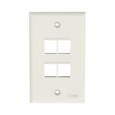Placa de Pared Vertical, Salida Para 4 Puertos Keystone, Color Blanco Mate | NK4FNIW