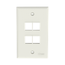 Placa de Pared Vertical, Salida Para 4 Puertos Keystone, Color Blanco Mate | NK4FNIW