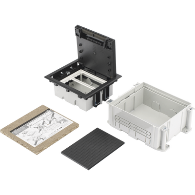 Caja de Suelo Simon Serie S / Para Voz, Datos o Contactos Eléctricos / Capacidad para 2 Módulos / Con Registro Integrado para Fijación en Concreto / Profundidad Ajustable de 70 a 100 mm (2.76 a 3.94 pulgadas) / Alta Resistencia Mecánica y Térmica | SM-CPAV-2