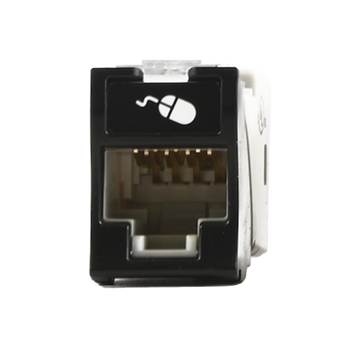 Jack Ultramax Cat5e, UTP, Montaje Híbrido en Placa de Pared (Plano y Angulado), Color Negro, Punch Down | U5-H01NS