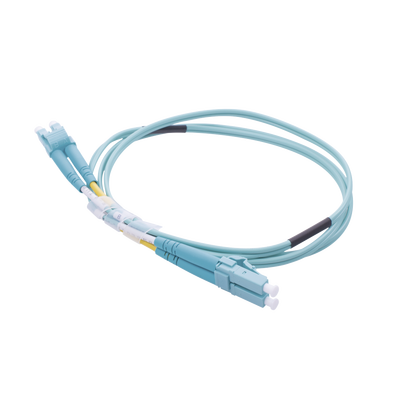 Jumper de Fibra Óptica Multimodo OM4 50/125 LC-LC OFNR (Riser), 2.0 mm, Dúplex, Aqua, 1 metro (3.28 pies) | LP-FOM4-LCLC-R01