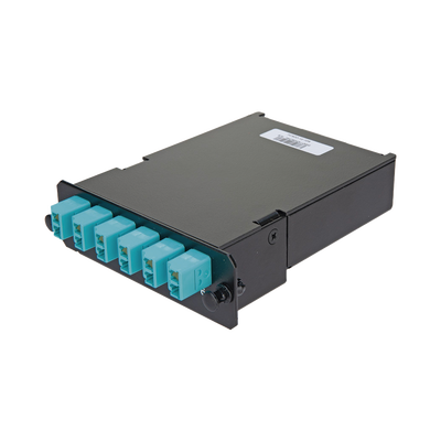 Placa Acopladora de Fibra Óptica FAP, Con 12 Pigtails y 6 Conectores LC Duplex (12 Fibras), Para Fibra Multimodo OM3/OM4, Color Aqua | FCSZO-12-10P