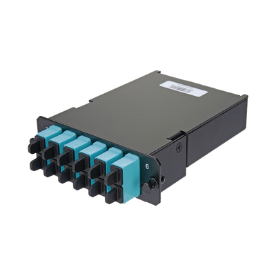 Placa Acopladora de Fibra Óptica FAP, Con 12 Pigtails y 6 Conectores SC Duplex (12 Fibras), Para Fibra Multimodo OM3/OM4, Color Aqua | FCSZO-12-03P
