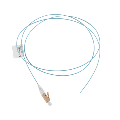 Pigtail de Fibra Óptica LC Simplex, Multimodo OM4 XGLO 50/125, OFNR, Color Aqua, 1 Metro (3.28 Pies) | FP1B-LC5V-01AQ