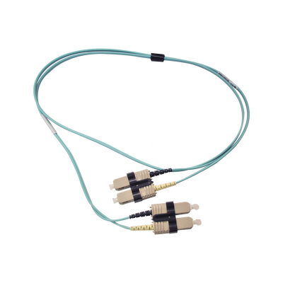 Jumper de Fibra Óptica Multimodo 50/125 OM3 XGLO, SC-SC Duplex, OFNR, Color Aqua, 1 Metro (3.28 Pies) | FJ2-SCSC5L-01AQ