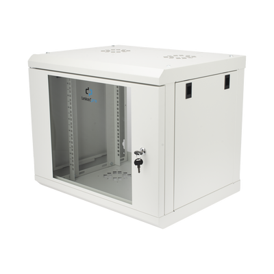 Gabinete de Pared de 9U con Puerta de Cristal Templado, 479.5 mm de Profundidad, Rack de 19'', Acero Reforzado Gris Mate | SR1909LH3GW