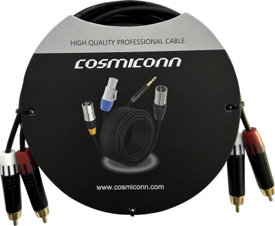 Cable 2 RCA x 2 RCA, conectores negros, con diferenciador de blanco y rojo (2x MT380-RD - 2x MT380-WH), length 2m | CRC03-2RM-2RM-2-001