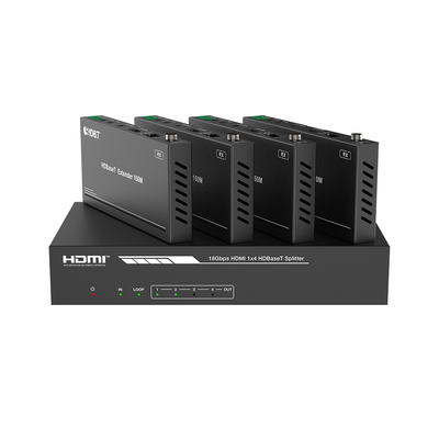 Splitter mas Extensor de Video | 1x4 | ProAV | HDBaseT™ | 120m en 4K@60Hz | 150m en 1080p@60Hz | Cat6/6a/7 | Gestión Avanzada EDID | Control IR y RS232 | PoC | Salida de Audio | EPP-SPB14H150