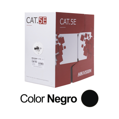 Bobina de Cable UTP 305 Metros (1000 Pies) / Cat 5E (24 AWG) / Color Negro / PE / Uso en Exterior / 100% Cobre / Aplicaciones de CCTV, Redes de Datos y Enlaces Inalámbricos | DS-1LN5EO-UU/E