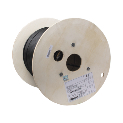 Bobina de Cable UTP de 4 Pares, PanNet, Para Exterior con Gel, Cat6 (23 AWG), Industrial para Climas Extremos, Color Negro, 305 Metros (1000 Pies) | PUO6C04BL-CEG