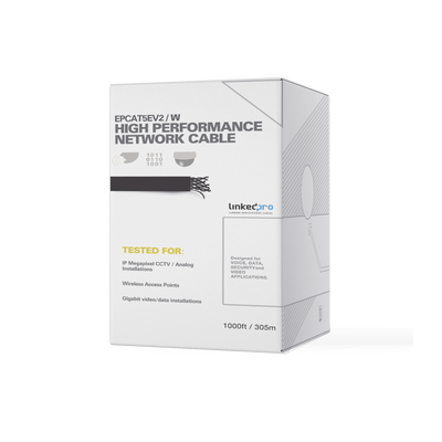 Bobina de 305 Metros (1000 Pies) Cat5e, Aleación de Cobre y Aluminio (CCA) Color Blanco, Uso Interior | EP-CAT-5E-V2/W