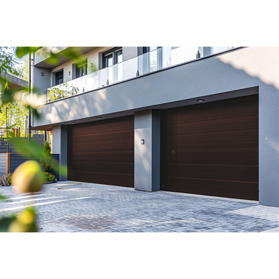 Puerta de Garage D / Alta calidad / 8x9 pies / 1 3/4" Aislante Termico / Estilo Americana / Imitacion Madera / BLACK WALNUT . | GARAGE-89B