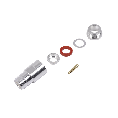 Conector N Hembra de Rosca para LMR-400, 9913, 7810A, 8214, CNT-400, RG8/U-SYS, R-FLASH-1113, Plata/ Oro/ Teflón. | RFN-1024-1SI