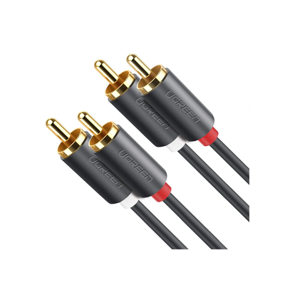 Cable de Audio 2 RCA Macho a 2 RCA Macho / 3 Metros (9.84 Pies) / Color Negro / Alta Calidad / Anillos de Goma para Asegurar un Agarre Firme al Instalar o Quitar el Cable | 10519
