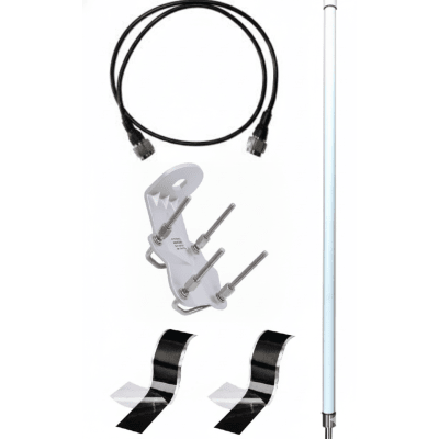 Antena LoRa Exterior Omnidireccional / 5dBi / Frecuencia 860-930 MHz / IP67 / Resistencia al Viento 200 km/h / Kit de Montaje en Poste / Cable Coaxial 1 metro | ACC-IOT-KAN09-01