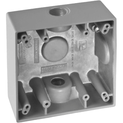 Caja Cuadra de 1/2" a Prueba de  Intemperie/ Cuenta con 2 salidas. | RC0482