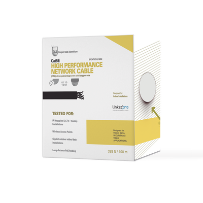 Bobina de Cable de 100 Metros (328 Pies) Cat5e, Aleación de Cobre y Aluminio (CCA), Color Gris, Uso Interior. | EP-CAT-5E-V2/100M