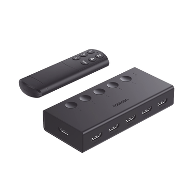 Conmutador HDMI 5X1 | 4K@60Hz | HDMI 2.0, 1.4 | HDCP 2.2, 1.4 | VRR | Dynamic HDR | 3D | CEC | EDID | IR 10 Metros (32.81 Pies) | 18Gbps | Cambio Manual y por Control Remoto | Incluye Cable de Alimentación USB | 90512