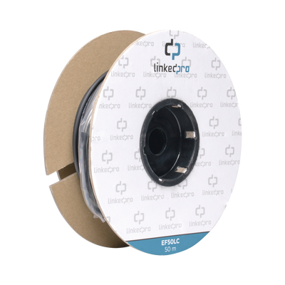 Carrete de Fibra Óptica Monomodo con Conectores LC-LC Duplex, Reforzada con Kevlar, de 50 Metros (164.04 Pies), Para Instalaciones Subterráneas por Tubería | EF-50-LC