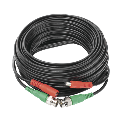 Cable Coaxial (BNC RG59) + Alimentación / SIAMES / 10 Metros (32.81 Pies) / 100% Cobre / Para Cámaras 4K / Uso Interior y Exterior | DIY-10M-HD