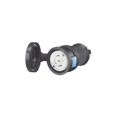 Conector Industrial con Bloqueo de Media Vuelta / 30 A 120/208 V CA / Nema L21-30R / 4 Polos 5 Hilos / Color Blanco y Negro / Grado Industrial | HUB-HBL-2813