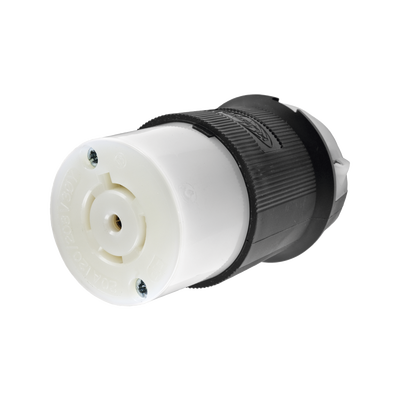 Conector Industrial con Bloqueo de Media Vuelta / 20 A 120/208 V CA / 4 Polos 5 Hilos / Color Blanco y Negro / Nema L21-20R/ Grado Industrial. | HUB-HBL-2513