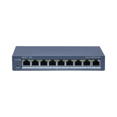 Switch PoE+ / Monitoreable / 8 Puertos 10/100 Mbps PoE+ / 1 Puerto 1000 Mbps Uplink /  Configuración Nube Hik-Partner Pro / Modo Extendido hasta 300 metros / 60 W | DS-3E1309P-EI/M