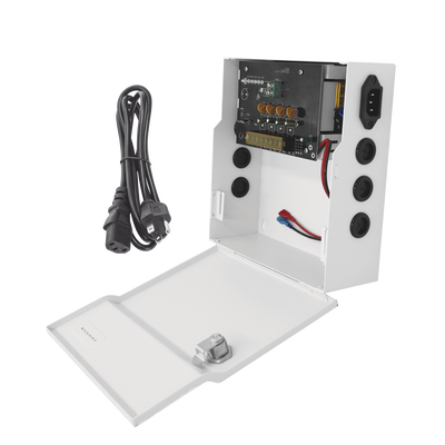 Fuente de Poder Profesional de 12 Vcc @ 4 A / Soporta 4 Cámaras / Capacidad de Batería de Respaldo (No Incluída) / Voltaje de Entrada 96-264 Vca | PLK12DC4ABK