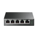 Switch PoE No Administrable de Escritorio / 5 puertos 10/100 Mbps / 4 puertos PoE af / Presupuesto 41 W / Modo extensor PoE hasta 250 metros / Calidad video prioritaria | TLSF1005LP
