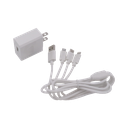 Cargador de pared USB de 5 Vcc 2A / Multi-puertos / USB-C / Micro USB / Tipo C / Lightning (iPhone) / Extensión de cable 1.2 metros | PL52C