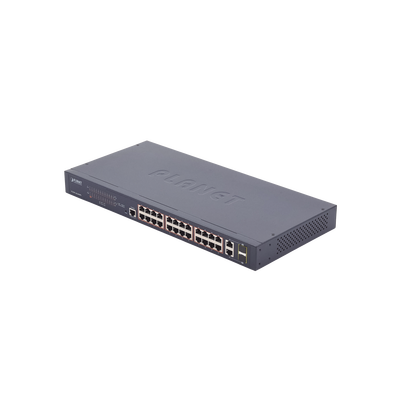 Switch administrable de 24 puertos 10/100TX PoE+ y 2 puertos combo TP/SFP Gigabit | FGSW-2624HPS