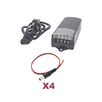 Kit con fuente EPCOM con salida de 12 Vcc a 5 Amper con 4 salidas / Incluye conectores | K1-PS12DC4C