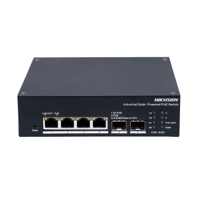 Switch Industrial con UPS / Administrable Gigabit / 3 Puertos Gigabit PoE+ (30 W) + 1 Puertos Gigabit PoE++ (90 W) / 2 Puertos SFP / 120 W Total / 48 a 57 VCD / Ideal para Proyectos / 300 Metros de Distancia | DS-3T1506HP-EI-UPS