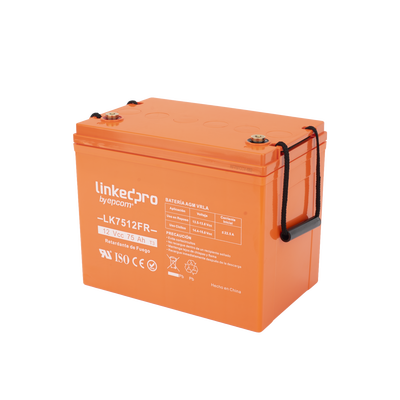 Batería 12 V / 75 Ah / UL / Tecnología AGM-VRLA / Vida útil promedio de 5 años / Retardo a la flama / Para uso en equipo electrónico, Alarmas de Intrusión / Incendio/ Control de acceso / Video Vigilancia / Termina | LK7512FR