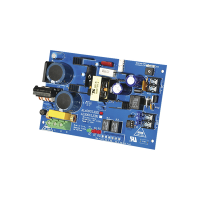 Fuente de alimentacion tipo tarjeta, salida seleccionable de 4 A@12 y 24 Vcc @ 3 A, capacidad de respaldo, reley de supervision | AL400ULXB2