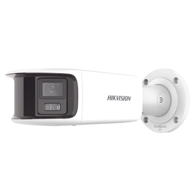 [ PROTECCIÓN ACTIVA ] Bala IP Panorámica 8 Megapixel / 180° / Lente 4 mm / Imagen a Color 24/7 / PoE / WDR 130° / IP67 / ACUSENSE / Protección Activa (Luz Estroboscópica y Alarma Audible) / 40 mts Luz Blanca / MicroSD | DS-2CD3T87G2P-LSU/SL(C)