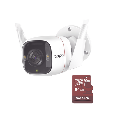 Kit de Cámara IP Wi-Fi / Incluye 1 Pieza Modelo TAPO-C320WS  /  Utiliza La App Tapo / 1 Memoria Micro SD Modelo Mod  HS-TF-E1/64G | TAPO-C320WS/HS64