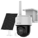 Kit Solar IP All in One / AOV / PT IP 4 Megapixel / Lente 2.8 mm / Panel Solar + Batería de Respaldo de Litio (9000 mAh) / Conexión 4G / Audio de Dos Vías / Dual Light / IP66 / Micro SD | DS-2CFSP4/4G/LA