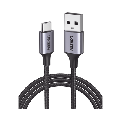 Cable USB-A a USB-C | 2 Metros (6.56 Pies) | Transferencia de Datos de 480 Mbps | Carga Rápida | QC 4.0/3.0/2.0 | FPC | AFC | Protección Integrada | Caja de Aluminio | Nylon Trenzado | Color Negro | 60128