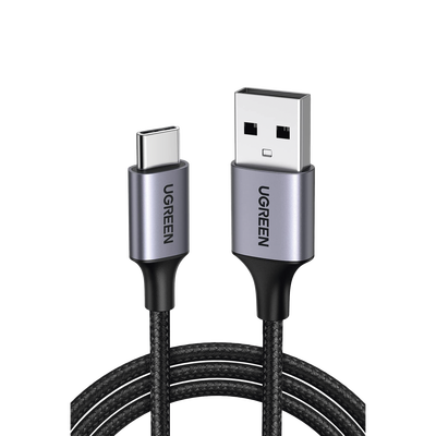 Cable USB-A a USB-C | 1 Metro (3.28 Pies) | Transferencia de Datos de 480 Mbps | Carga Rápida | QC 4.0/3.0/2.0 | FPC | AFC | Protección Integrada | Caja de Aluminio | Nylon Trenzado | Color Negro | 60126
