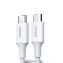 Cable USB-C a USB-C | 1 Metro | Carga Rápida de hasta 60W | Transferencia de datos de 480 Mbps | PD3.0 | QC 4.0/3.0/2.0 | FPC | AFC | Duradero y Flexible| Caja ABS | Cubierta de TPE | Color Blanco. | 60518