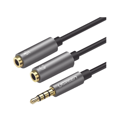 Cable Divisor en Y / De 3.5 mm Macho a Dos Salidas de 3.5 mm Hembra / CTIA, TRS / Núcleo de Cobre / TPE /  Longitud 20 cm / Ideal para Separar el Micrófono de los Auriculares | 30619