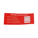 Etiqueta de Sistema fotovoltaico/ Paquete con 20 | PVLSYSTEMPV/20
