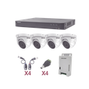 KIT TurboHD 1080p / DVR 4 Canales / 4 Cámaras Eyeball (exterior 2.8 mm) / Transceptores / Conectores / Fuente de Poder Profesional | KEVTX8T4EW