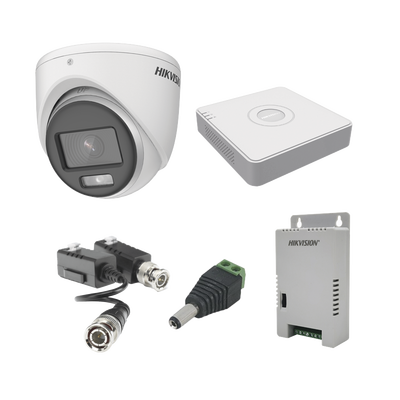 KIT COLORVU TURBOHD 1080pLite / DVR 4 Canales / 4 Cámaras Eyeball (exterior) / Transceptores / Conectores / Fuente de Poder Profesional | KH1080PL4EC