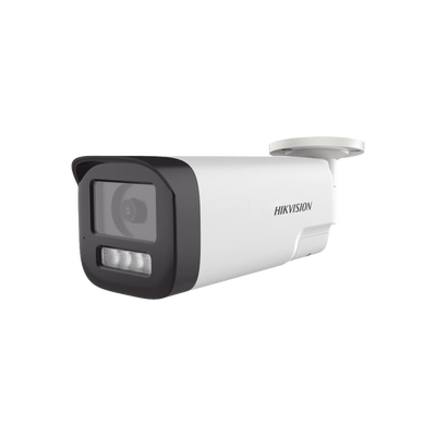 [Audio Bidireccional + Dual Light + ColorVu] Bala TURBOHD 4K (8 Megapixel) / Lente 3.6 mm / 80 mts IR EXIR + 80 mts Luz Blanca / Micrófono y Bocina Integrado / Exterior IP67 / Metal / dWDR | DS-2CE19U0T-LTS