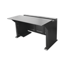 Escritorio Estación Mobiliaria Profesional de Monitoreo y Control / Videovigilancia / Acceso / Alarmas / Etc... / Metal Negro y Madera Tono Oscuro | EM-S02