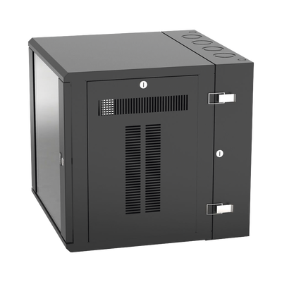 Gabinete PanZone de Montaje en Pared, de 19in, Puerta con Ventana de Seguridad, 12 UR, 635mm de Profundidad, Color Negro | PZWMC12W