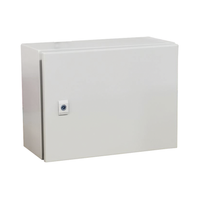 Gabinete de Acero IP66 Uso en Intemperie (400 x 300 x 300 mm) con Placa Trasera Interior Metálica y Compuerta Inferior Atornillable (Incluye Chapa y Llave T). Ideal para Centros de Carga y Tableros de Control. | PST-4030-30A